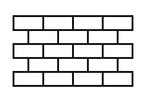 Icono negro de muro de ladrillos en fondo blanco.