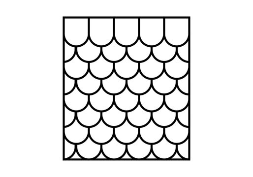 Icono negro de tejas de tejado en fondo blanco.