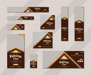 Delicious food web banner set design template
