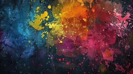 Abstract grungy colorful splattered on canvas texture background. AI generated image