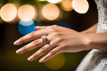 hand of a bride girl with a wedding ring