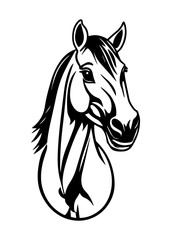 Horse black and white Logo Silhouet Concept logo 2d 