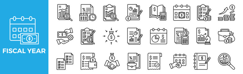 FISCAL YEAR  icon set for design elements