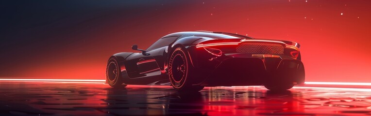 a black sports car with red lights