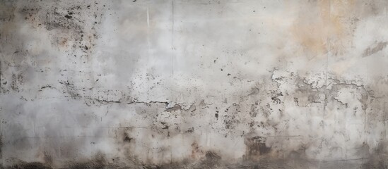 Fototapeta na wymiar A close up photo of a concrete wall covered in various stains, giving it a weathered look. The monochrome photography captures the rough texture and frozen atmosphere of winter