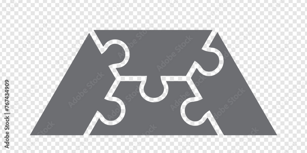 Wall mural simple icon puzzles in gray. simple icon half hexagon puzzle of the three elements and center on tra