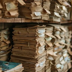 stacks of papers on shelves