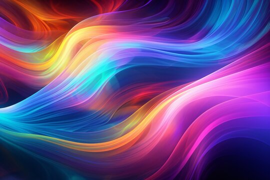Multicolored Energy Flow Background, Neon Energy Flow Wallpaper, Multicolored Abstract Neon Light Streaks, Abstract background of glowing light trails, AI Generative