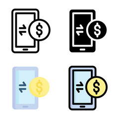 Payment icon set style collection in line, solid, flat, flat line style on white background