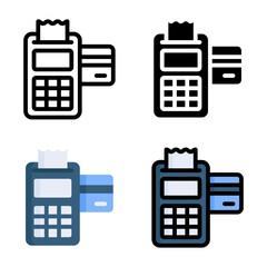 Payment terminal icon set style collection in line, solid, flat, flat line style on white background