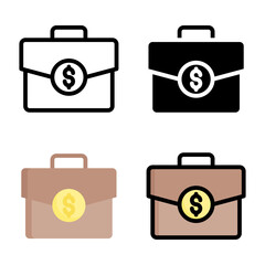 Suitcase icon set style collection in line, solid, flat, flat line style on white background