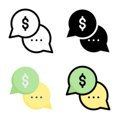 Chat icon set style collection in line, solid, flat, flat line style on white background