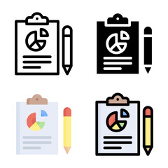Report icon set style collection in line, solid, flat, flat line style on white background