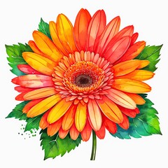 Watercolor gerbera daisy clipart in bright and cheerful colors