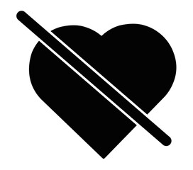 vector illustration black heart icon blocked or disabled