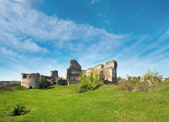 Fototapeta na wymiar Spring view of Castle ruins (Sydoriv village, Ternopil region, Ukraine).