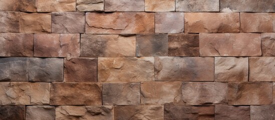 Fototapeta premium A close up of a beige stone wall made of rectangular wooden blocks, a sturdy and natural building material for flooring and brickwork