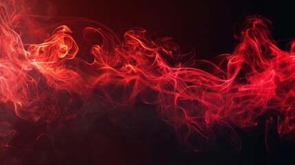 Vibrant red smoke border isolated on black background, abstract and dynamic design element