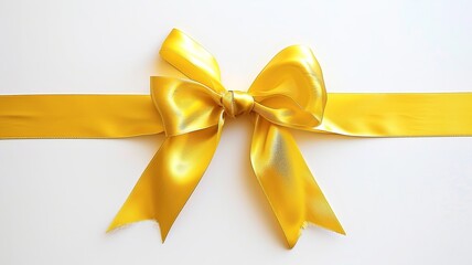Yellow bow on white background.