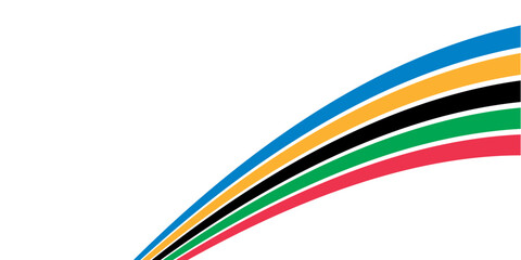 Colorful curved stripes of the Olympic rainbow, isolated on a transparent background. Olympic games banner. Vector illustration