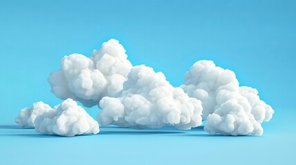 Cloud computing and online data storage technology concept, white clouds on blue background, 3D render