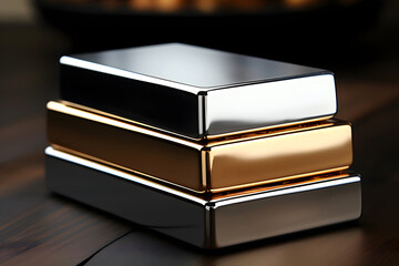 rectangular bars of gold and platinum. precious metals. wealth of the country