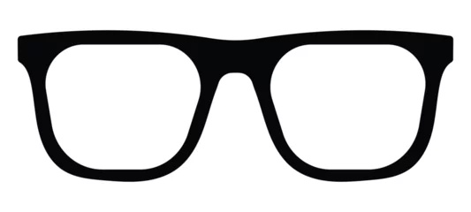 Fotobehang Hipster nerd style black glasses. Eyeglass sign. Silhouette isolated on white background. Vector illustration. © Meduza