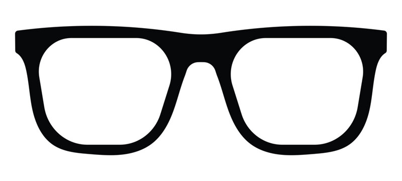 Hipster nerd style black glasses. Eyeglass sign. Silhouette isolated on white background. Vector illustration.