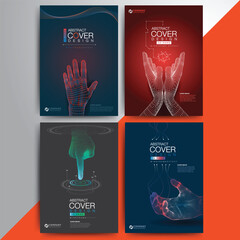 Set 3D Hand Wireframe Cover Digital Concept