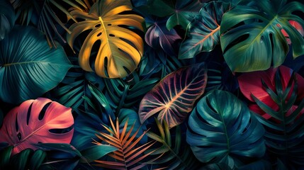 Abstract tropical leaf colourful background.
