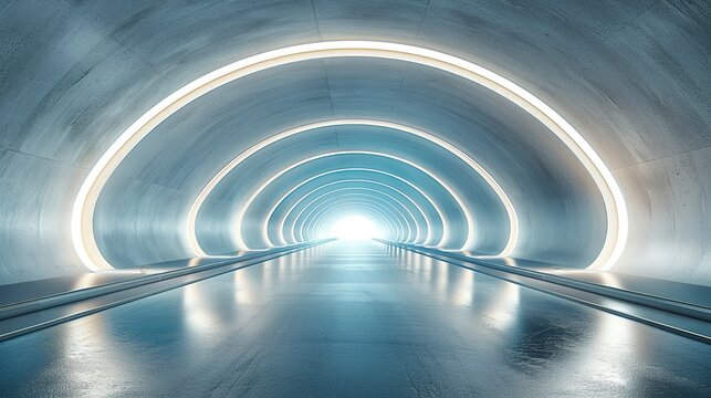 Fototapeta Rendering of 3D architectural tunnel on highway with empty asphalt road