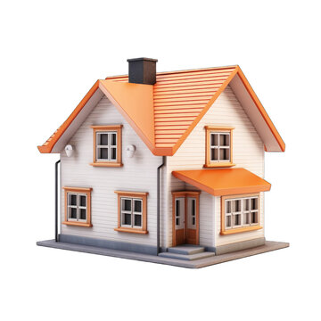 recommend clip art: 3D House clipart on white background . 3D rendering of a floating house in shades of Orange and cyan color, isolated on white background. Illustration