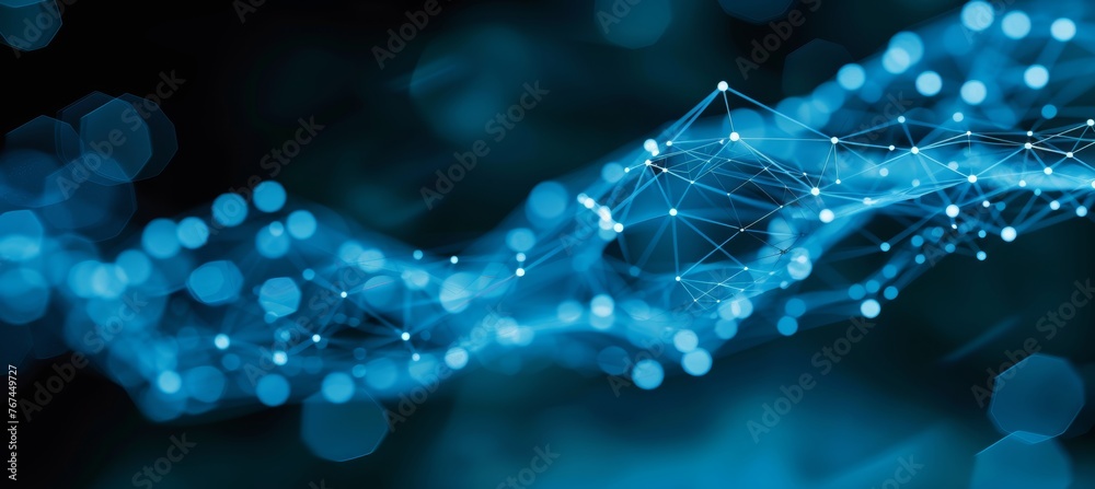 Poster digital network streamline connection of particle waves symbolizing information technology