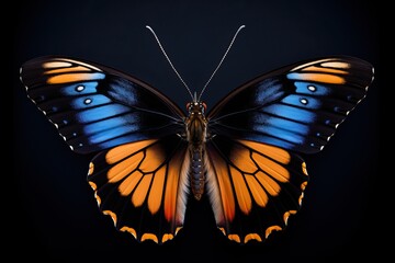 Beautiful butterfly on a black background. Bright insect