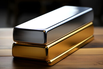 rectangular bars of gold and platinum. precious metals. wealth of the country