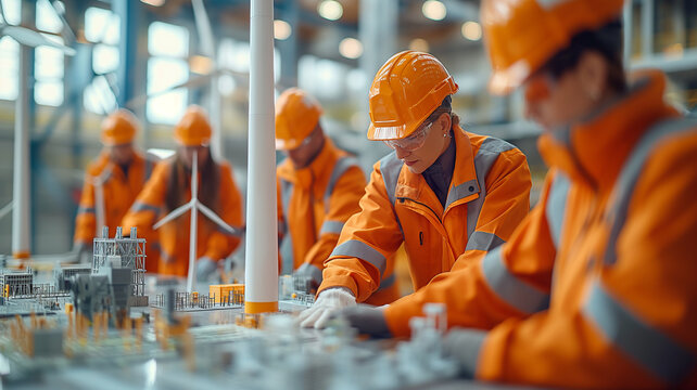 construction workers working windmill