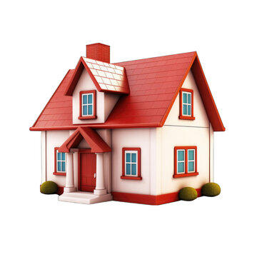 recommend clip art: 3D House clipart on white background . 3D rendering of a floating house in shades of Orange and cyan color, isolated on white background. Illustration