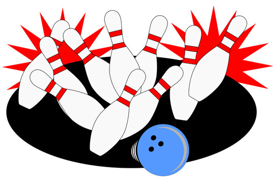 Bowling pins red stripes