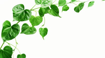 Obraz premium a close up of a leafy plant on a white background with a place for the text on the left side of the image.