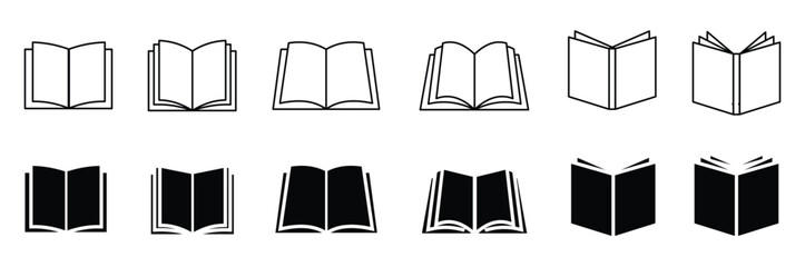 Set of book icons vector stock illustration. open book set of collection