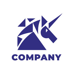 Unicorn line simple, unique, modern, vector logo design, geometric
