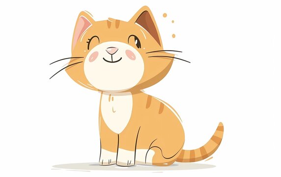 Cute cat on a white background, cartoon illustration
