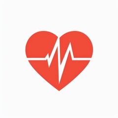 A graphic design of a red heart with a white electrocardiogram (ECG) line across it, set against a white background.