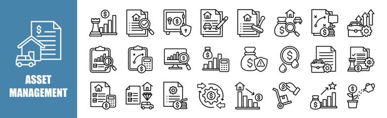 asset management icon set for design elements