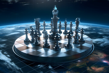 A chess boeard concept over the earth