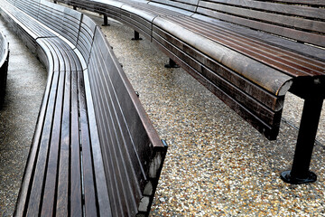 wooden bench in the stadium arena