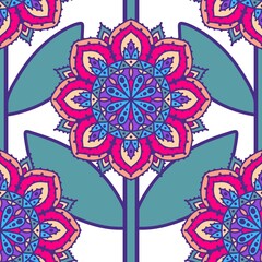 Cartoon summer retro seamless flower pattern for wrapping paper and fabrics and spring packaging and kids print