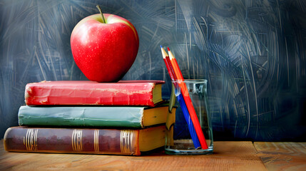 Back to School Getting Started with Primary Colored Books and an Apple