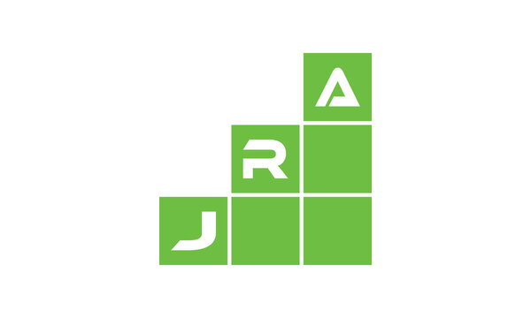 JRA initial letter financial logo design vector template. economics, growth, meter, range, profit, loan, graph, finance, benefits, economic, increase, arrow up, grade, grew up, topper, company, scale