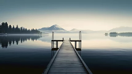  Wooden pier on the lake at dawn © xuan